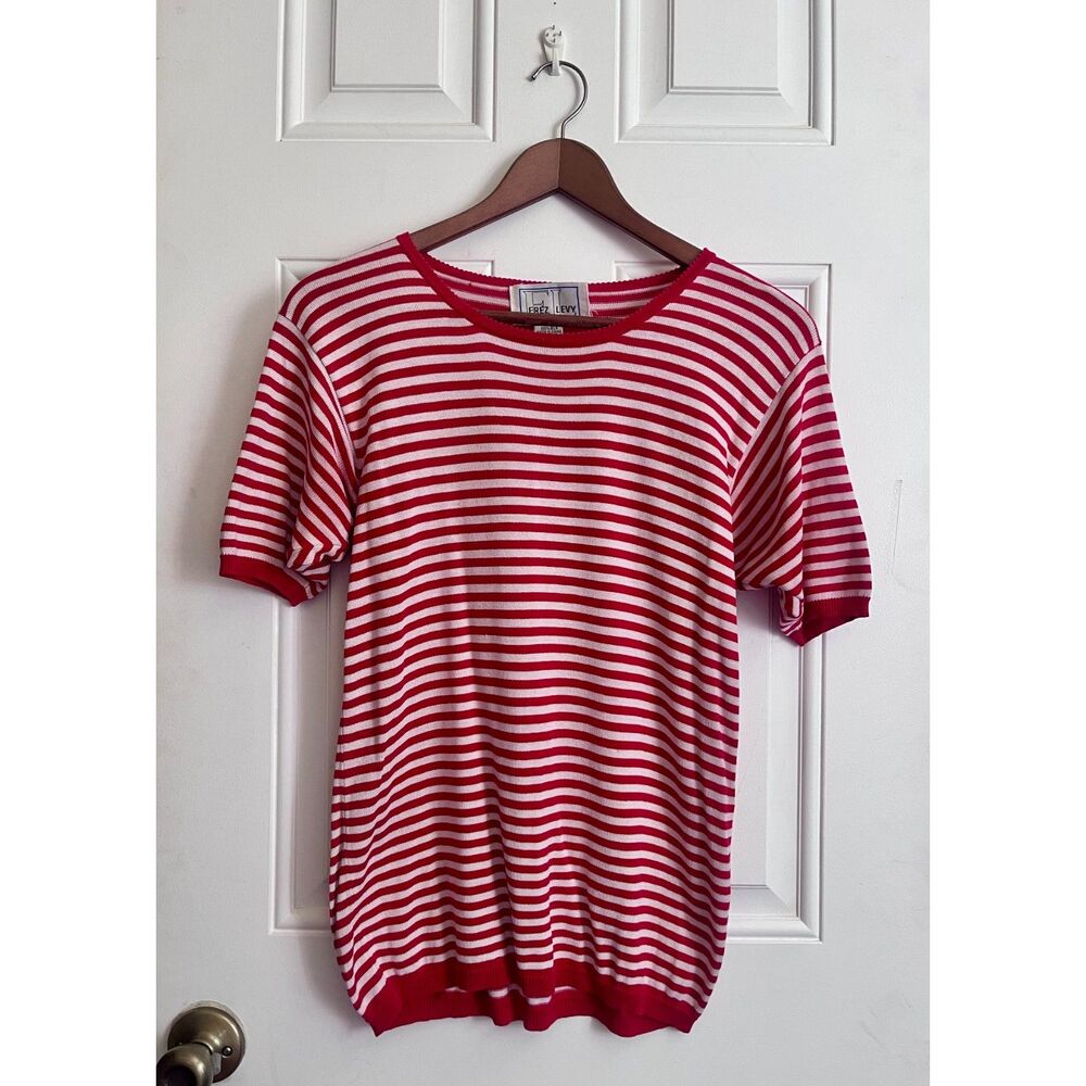 Erez Levy red & white striped100% silk shirt